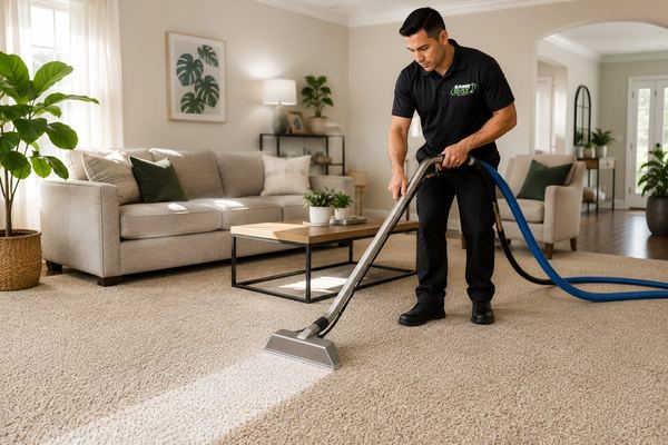 Truck-mounted steam cleaning of carpet